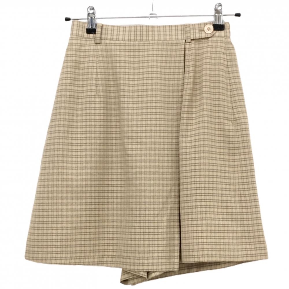 【未使用品】マリクレールスポール キュロットスカート ベージュ チェック 裏地付  レディース M ゴルフウェア marie claire