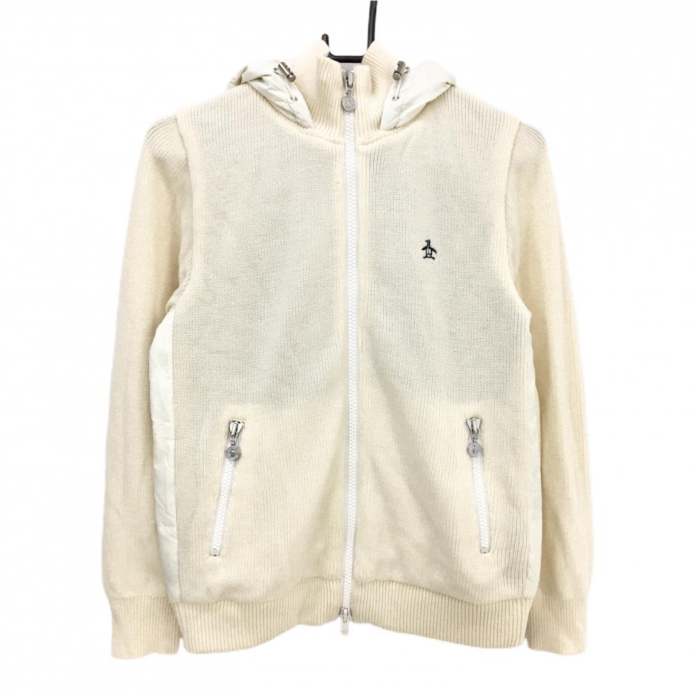 マンシングウェア ダウンニットジャケット アイボリー 背面・フード部分ダウン  レディース M ゴルフウェア Munsingwear