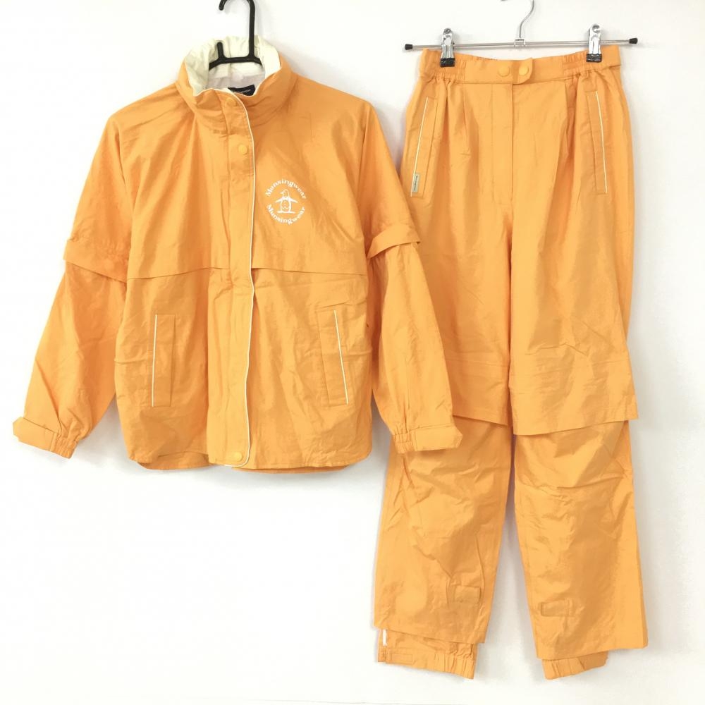 Munsingwear マンシングウェア レインウェア上下セット(4WAYナイロンブルゾン×パンツ) オレンジ 袖着脱可  レディース S ゴルフウェア