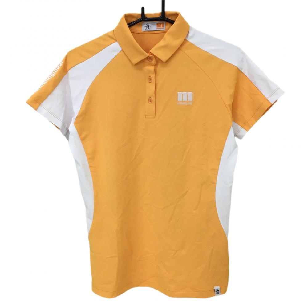 【超美品】マンシングウェア 半袖ポロシャツ オレンジ×白 ストレッチ レディース L ゴルフウェア 2022年モデル Munsingwear