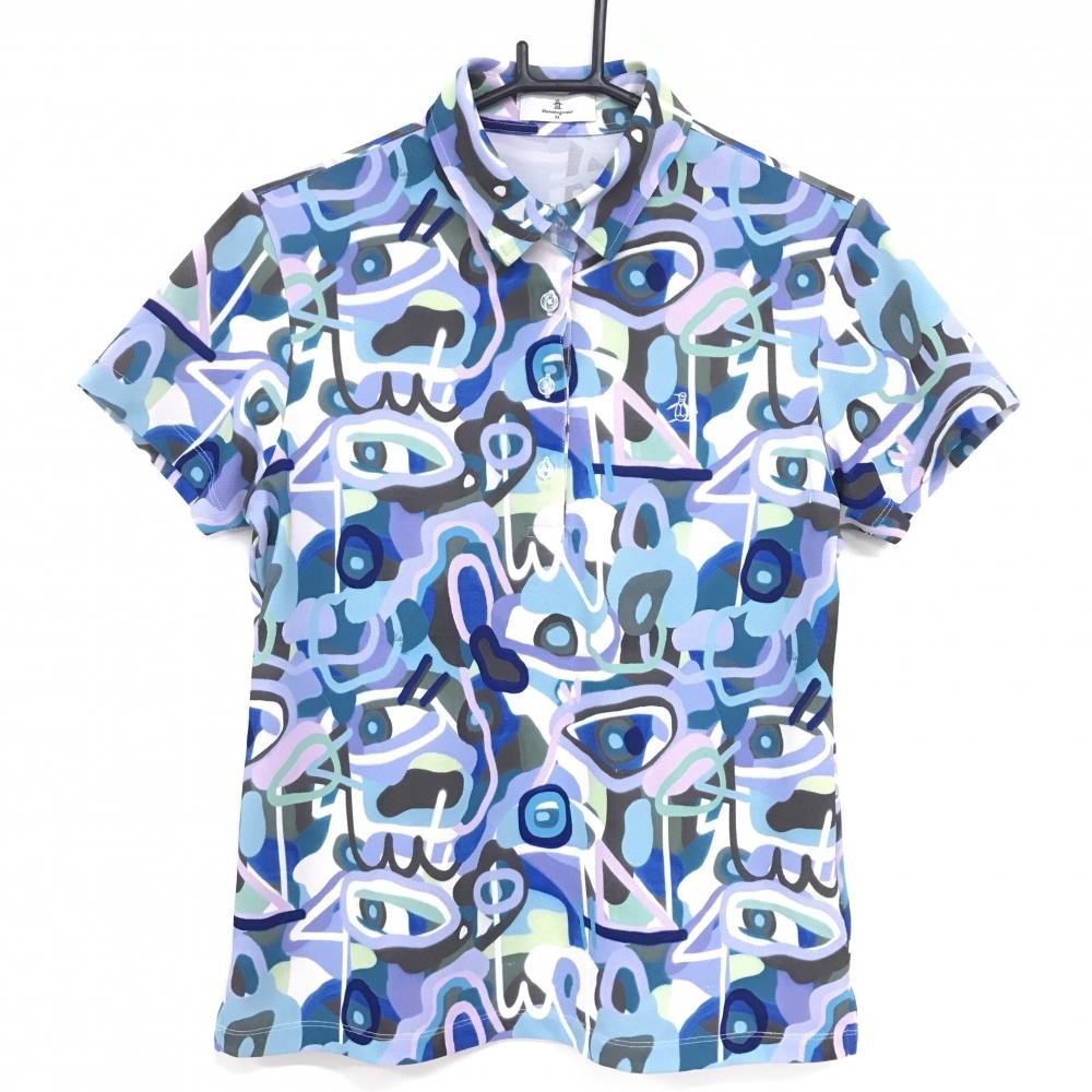 マンシングウェア 半袖ポロシャツ ライトブルー×パープル×ピンク 総柄 レディース M ゴルフウェア Munsingwear