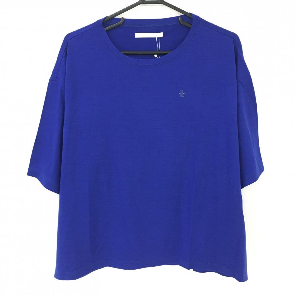 【新品】マンシングウェア 半袖Tシャツ ブルー ウール100％ レディース M ゴルフウェア Munsingwear