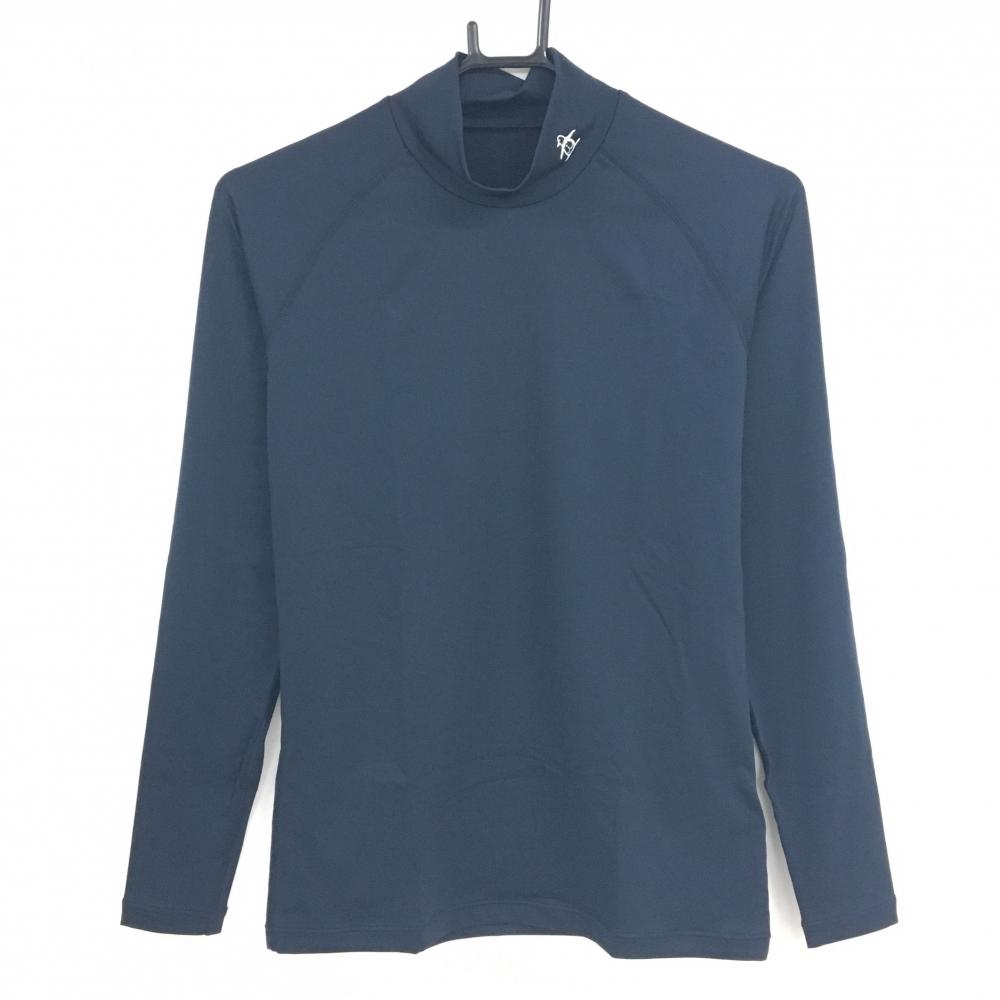 【新品】マンシングウェア ハイネックインナーシャツ ネイビー×白 ネックロゴ COOL レディース L ゴルフウェア Munsingwear