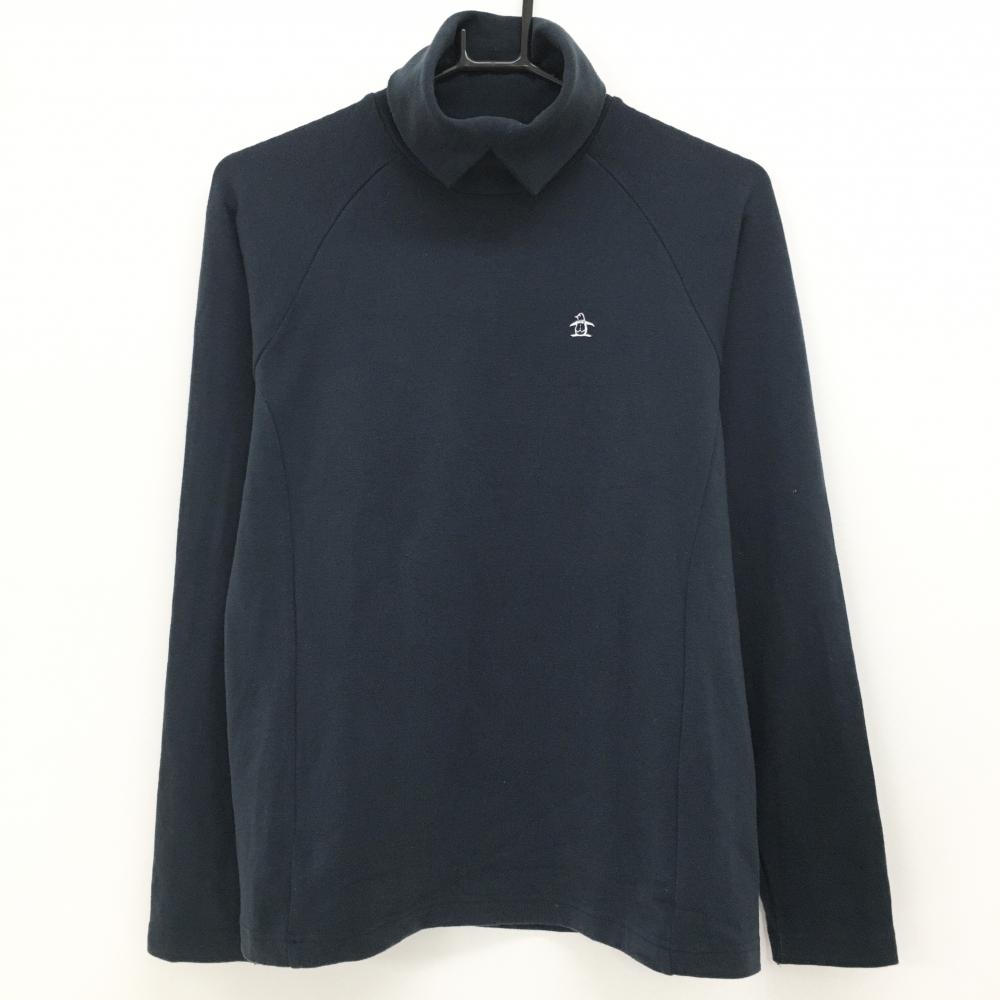 マンシングウェア 長袖ハイネックシャツ ネイビー ロゴ刺しゅう 表微起毛 レディース LL ゴルフウェア Munsingwear