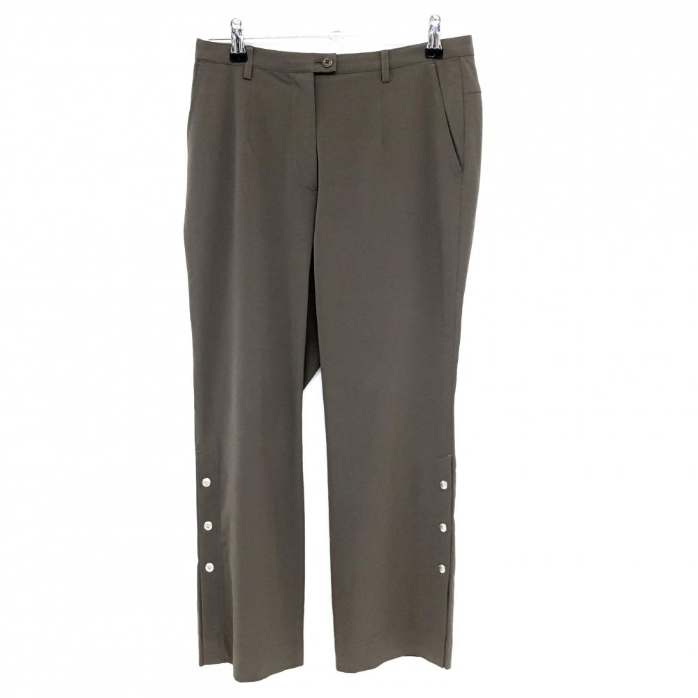 【超美品】マンシングウェア パンツ 薄こげ茶 裾サイドスナップボタン スリット レディース 11 ゴルフウェア Munsingwear