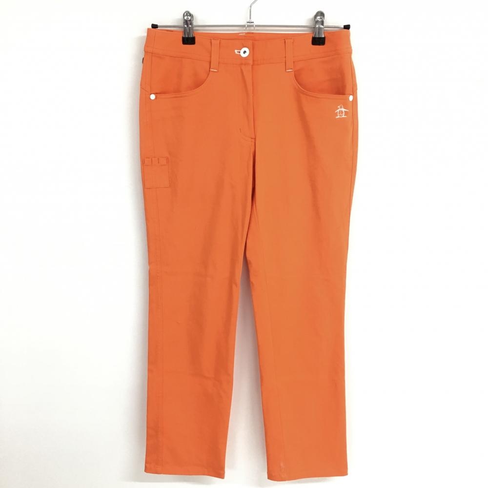 マンシングウェア パンツ オレンジ×白 ストレッチ ティー装着可  レディース 9 ゴルフウェア Munsingwear