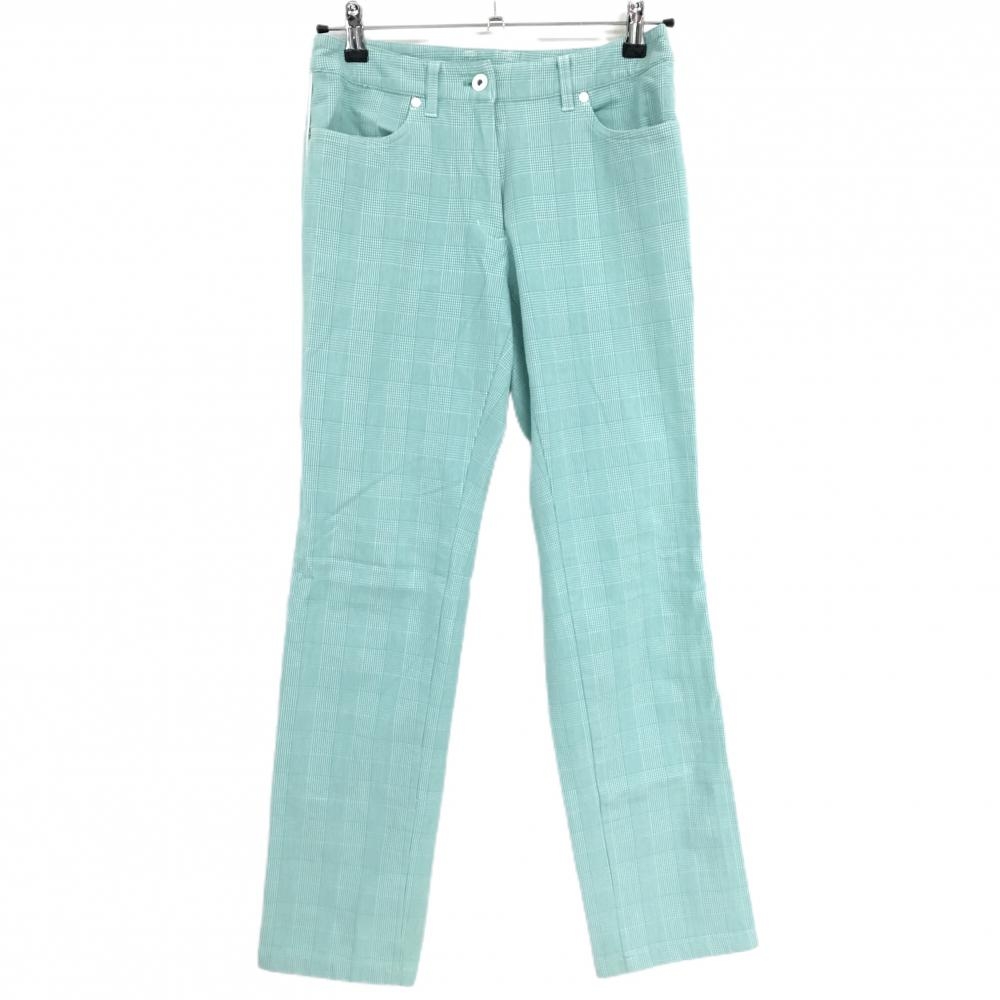 マンシングウェア パンツ グリーン×白 チェック サイドパイピングライン ストレッチ レディース 11 ゴルフウェア Munsingwear