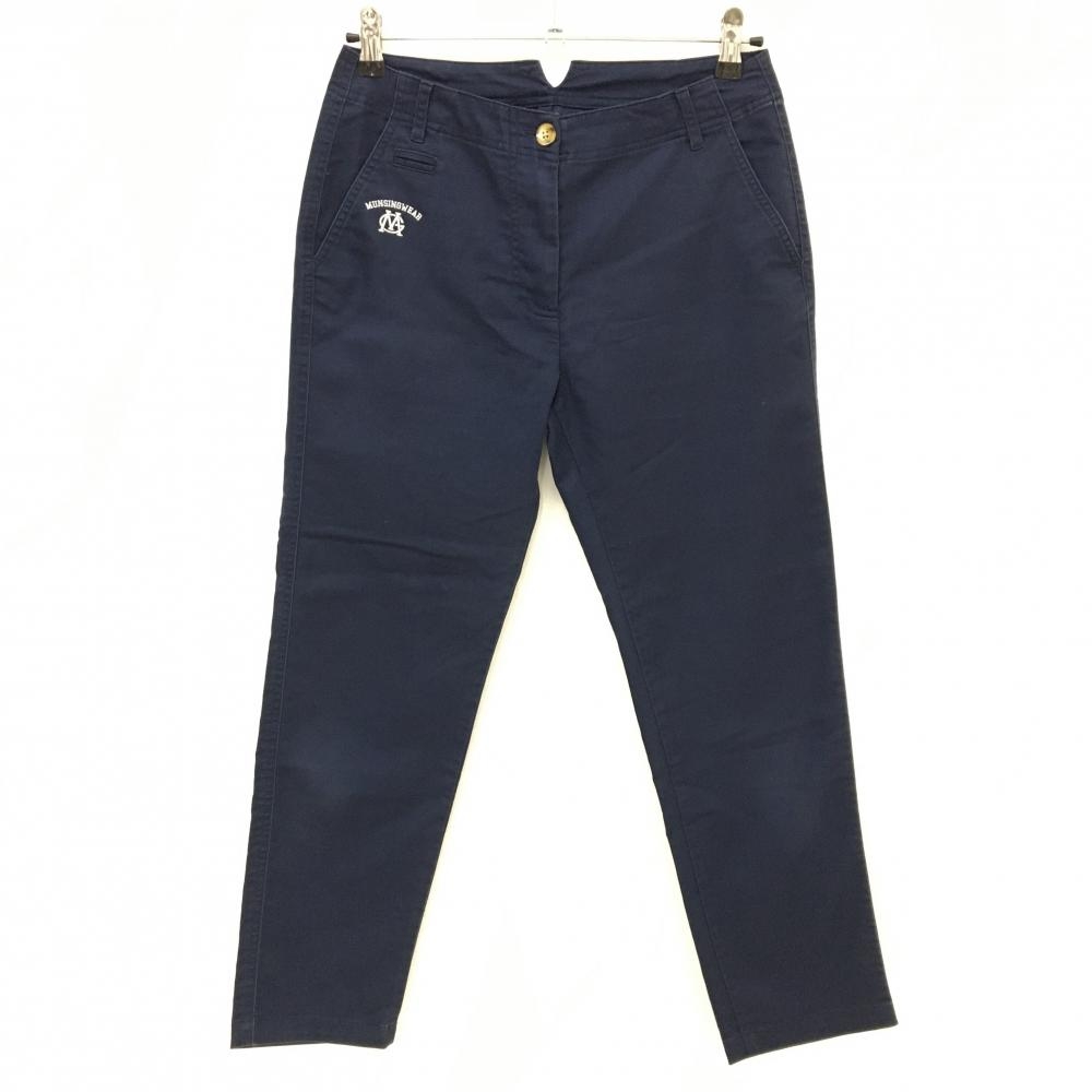 マンシングウェア パンツ ネイビー ロゴ刺しゅう ストレッチ レディース 9 ゴルフウェア Munsingwear