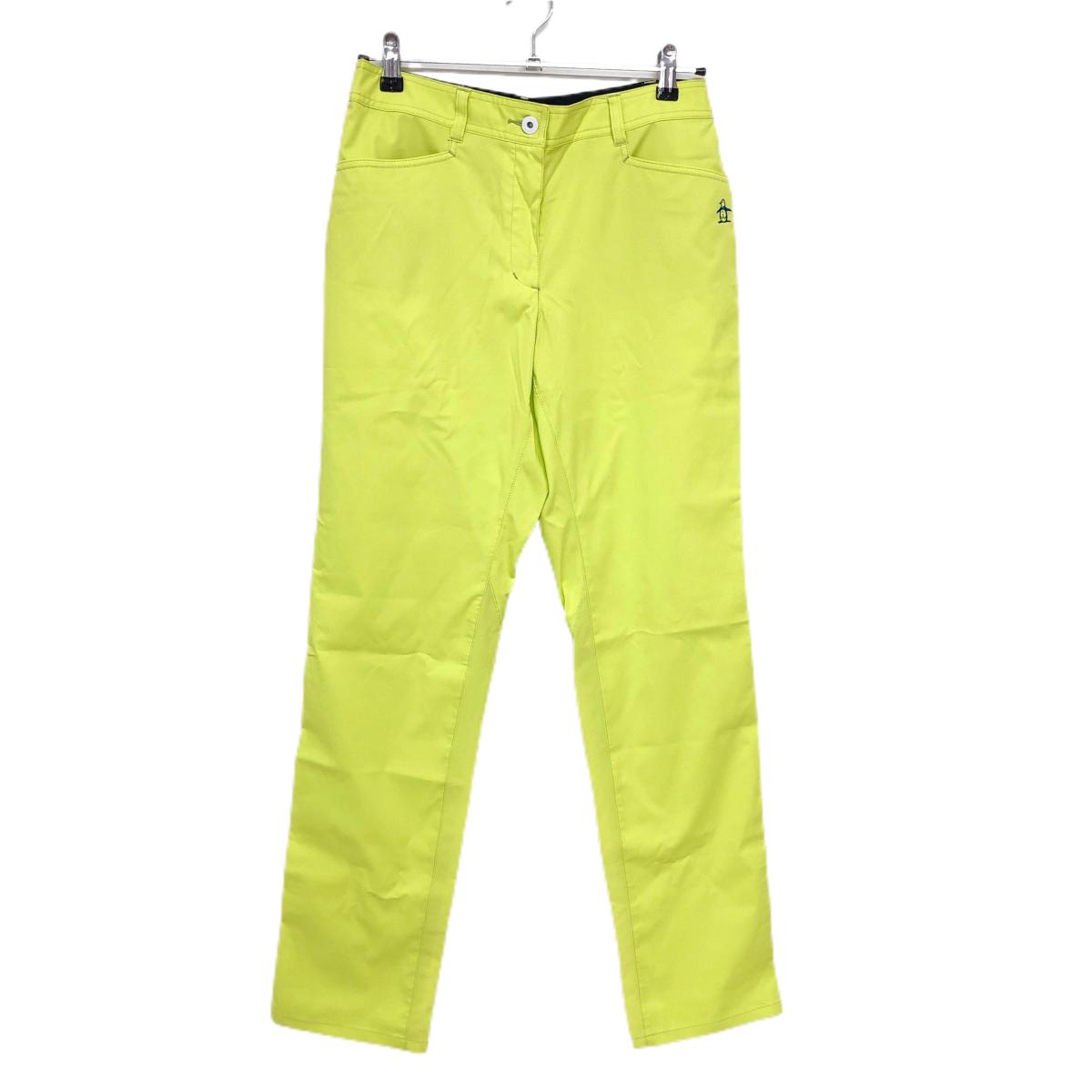 【超美品】マンシングウェア パンツ イエローグリーン シンプル ロゴ刺しゅう レディース LL ゴルフウェア Munsingwear