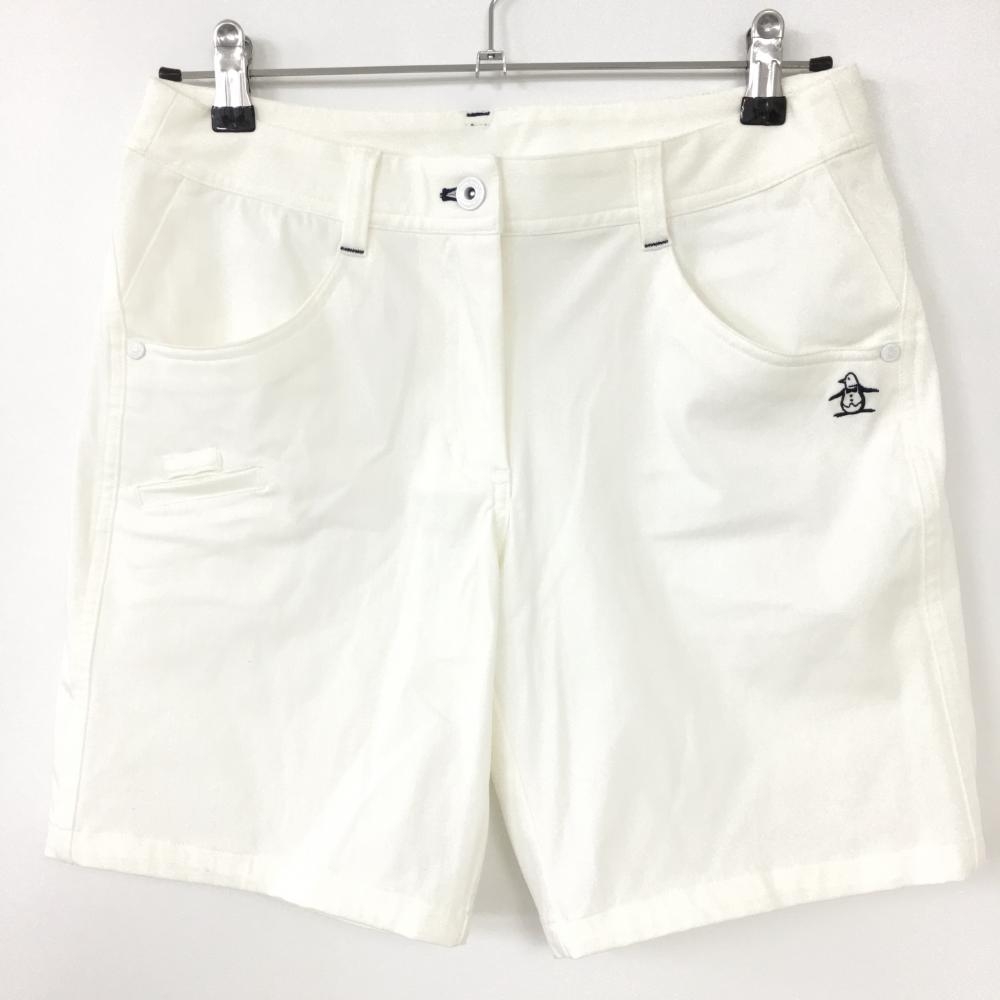 【美品】Munsingwear マンシングウェア ハーフパンツ 白 ティー装着可 ストレッチ 複数ポケット レディース 11 ゴルフウェア