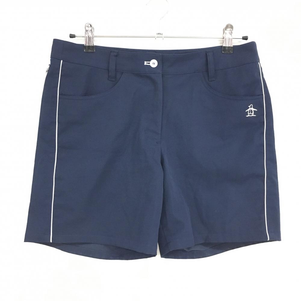 【超美品】マンシングウェア ショートパンツ ネイビー×白 サイドライン ストレッチ レディース 13 ゴルフウェア Munsingwear