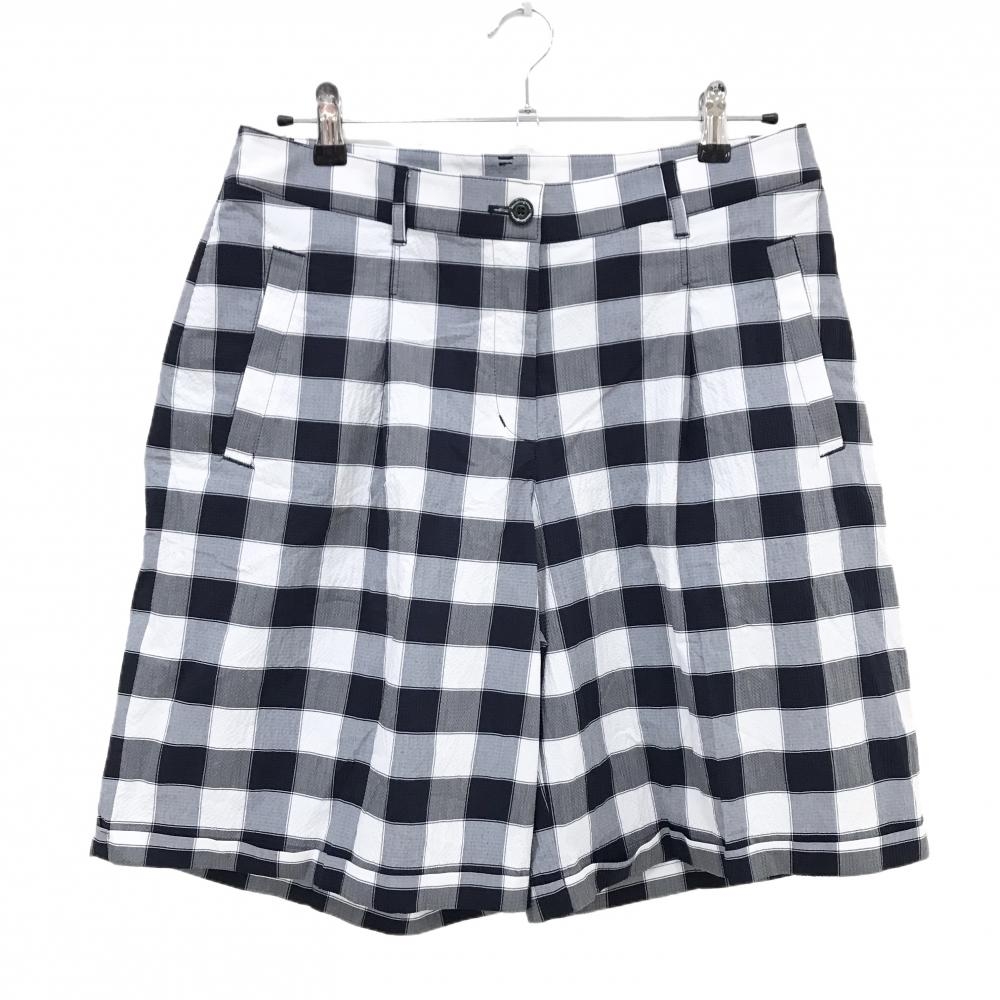 【超美品】マンシングウェア ハーフパンツ ネイビー×白 チェック  レディース 15 ゴルフウェア 2024年モデル 大きいサイズ Munsingwear