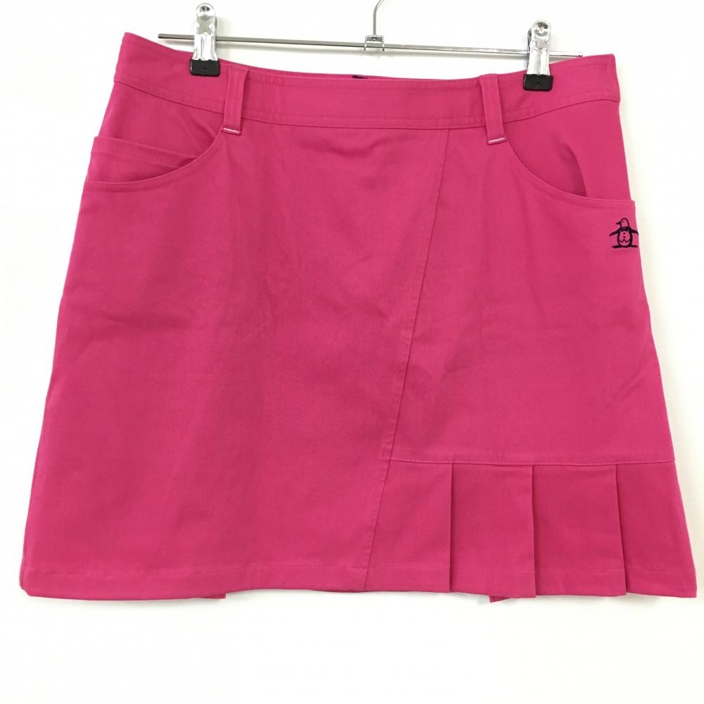 【超美品】Munsingwear マンシングウェア ストレッチスカート ピンク 一部プリーツ シンプル レディース 15 ゴルフウェア
