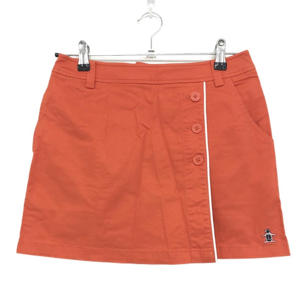 【美品】マンシングウェア スカート オレンジ×白 内側インナーパンツ コットン96％  レディース  ゴルフウェア Munsingwear