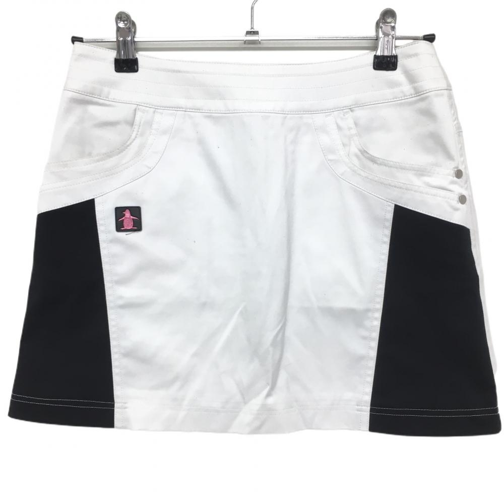 マンシングウェア スカート 白×黒 複数ポケット  レディース 7 ゴルフウェア Munsingwear