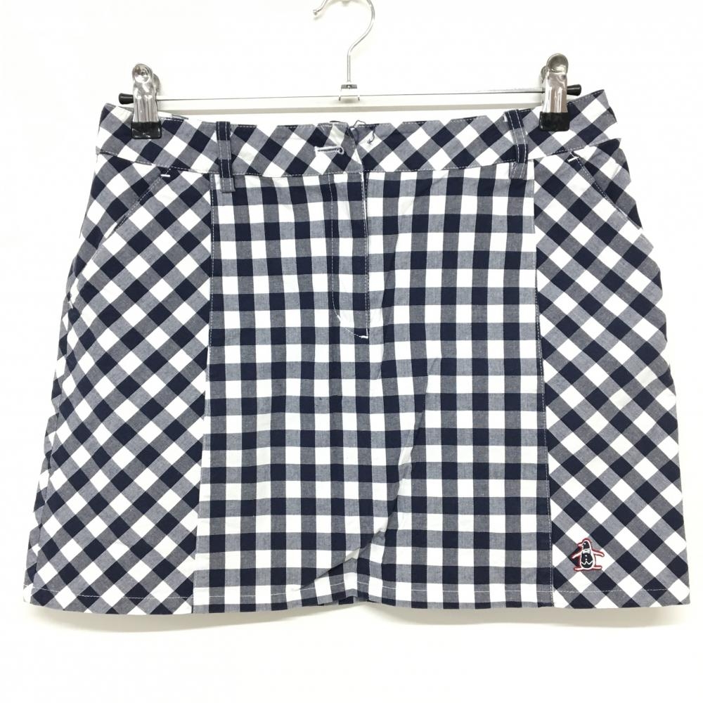 マンシングウェア スカート ネイビー×白 ギンガムチェック ストレッチ  レディース 11 ゴルフウェア Munsingwear