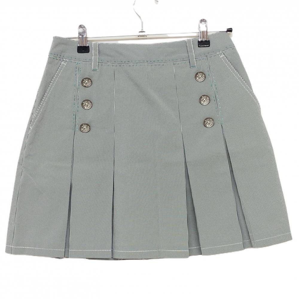 【超美品】マンシングウェア スカート 黒×白 細チェック プリーツ レディース 7 ゴルフウェア Munsingwear