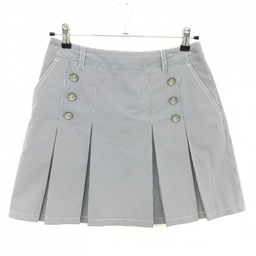 【美品】マンシングウェア スカート 黒×白 チェック レディース 7 ゴルフウェア Munsingwear