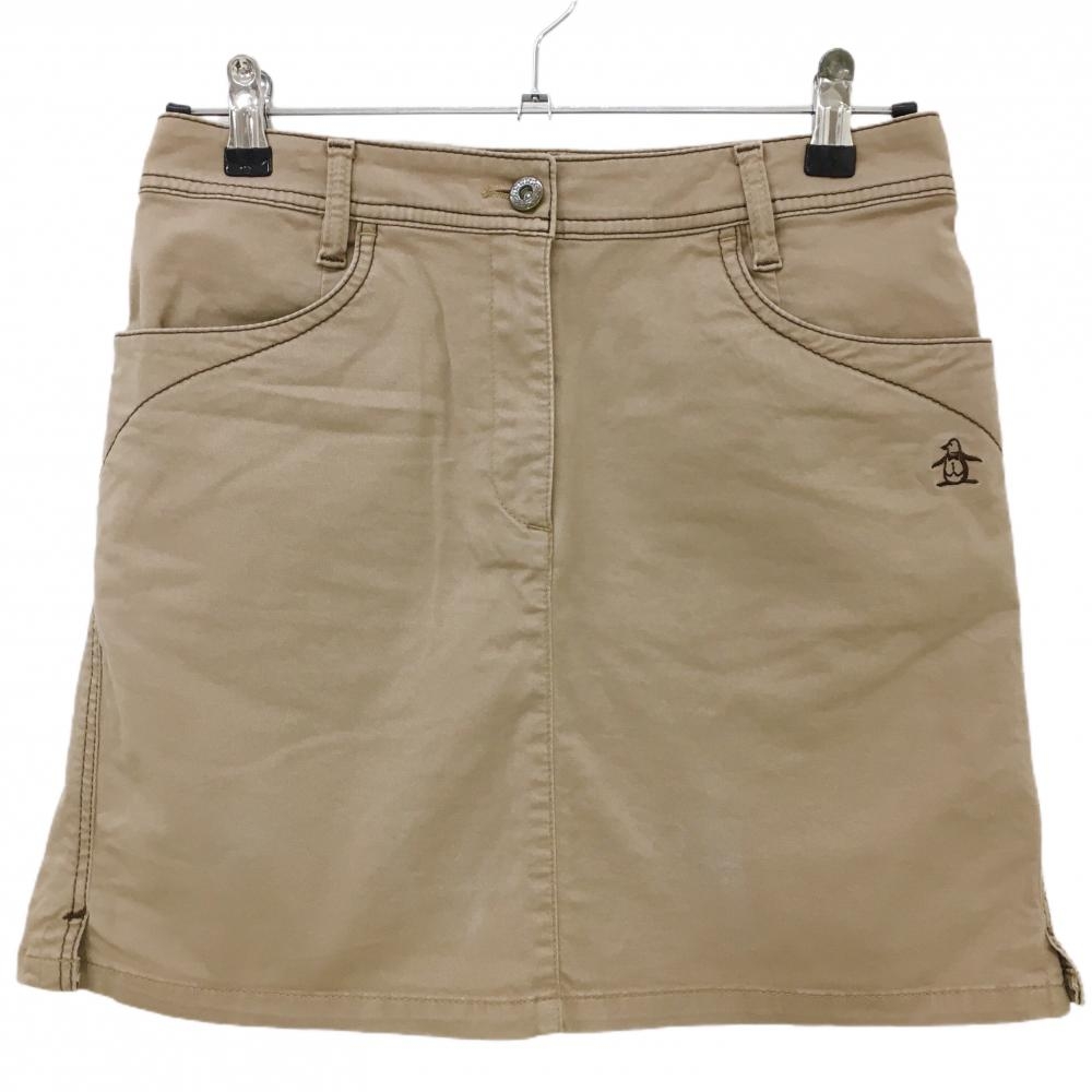 【美品】マンシングウェア スカート ライトブラウン×ダークブラウン 後ろポケットロゴ刺しゅう  レディース 9 ゴルフウェア Munsingwear