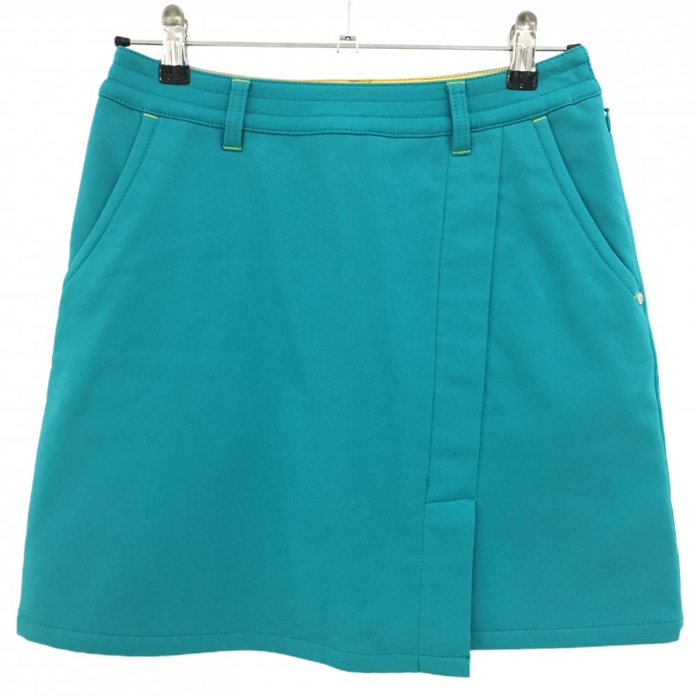 【超美品】マンシングウェア スカート グリーンブルー系×イエロー 裏微起毛 ストレッチ レディース 9 ゴルフウェア Munsingwear