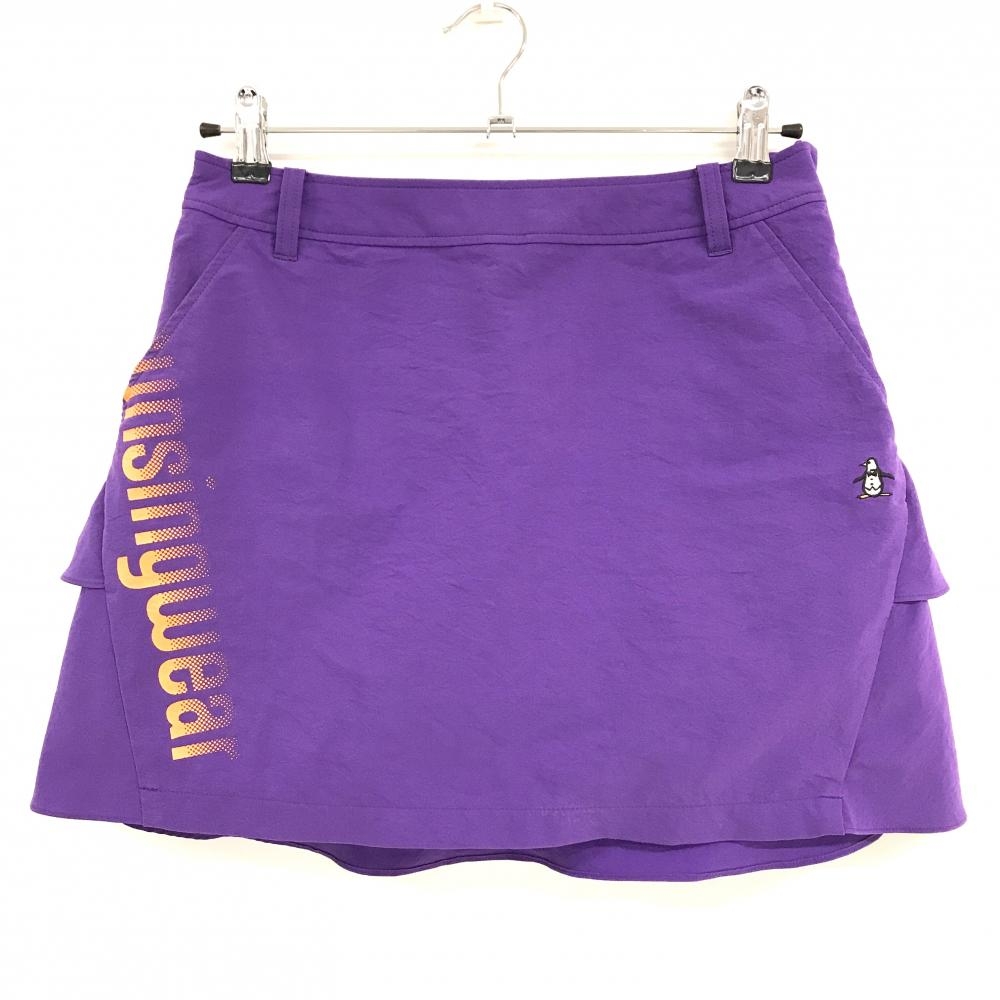 マンシングウェア スカート パープル×オレンジ ロゴ刺しゅう 後ろフリル 内側インナーパンツ レディース 9 ゴルフウェア Munsingwear