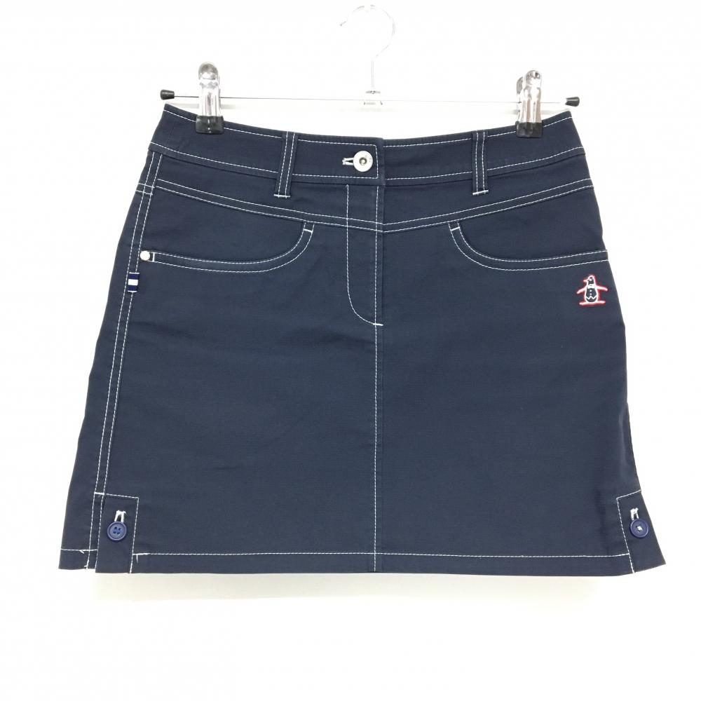 【美品】マンシングウェア スカート ネイビー ステッチ白 レディース 7 ゴルフウェア Munsingwear