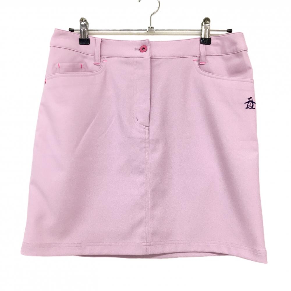 【超美品】マンシングウェア スカート ピンク シンプル ロゴ刺しゅう ストレッチ レディース 15 ゴルフウェア Munsingwear
