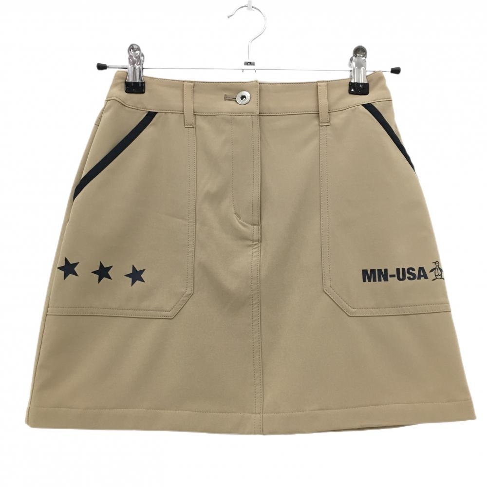 【美品】マンシングウェア スカート ライトブラウン ロゴプリント 星 裏地付 レディース 7 ゴルフウェア Munsingwear