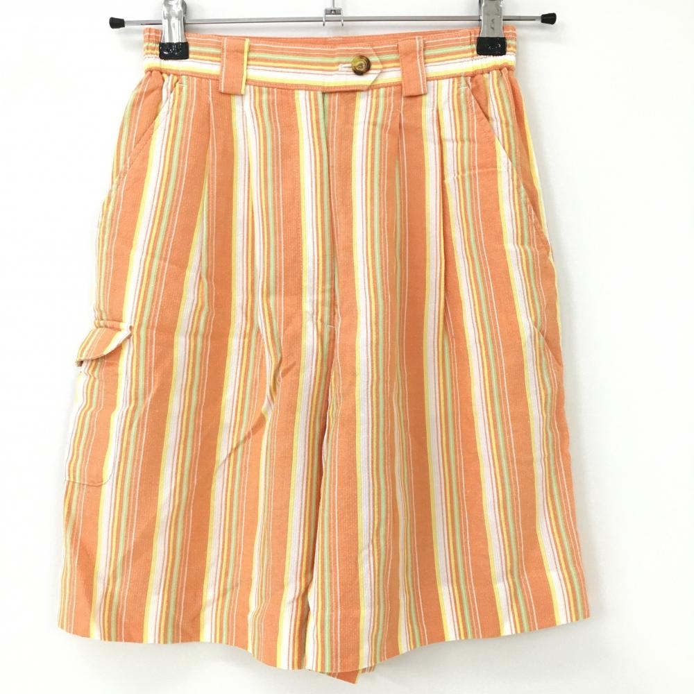 【美品】マンシングウェア キュロットスカート オレンジ×白 ストライプ  レディース S ゴルフウェア Munsingwear