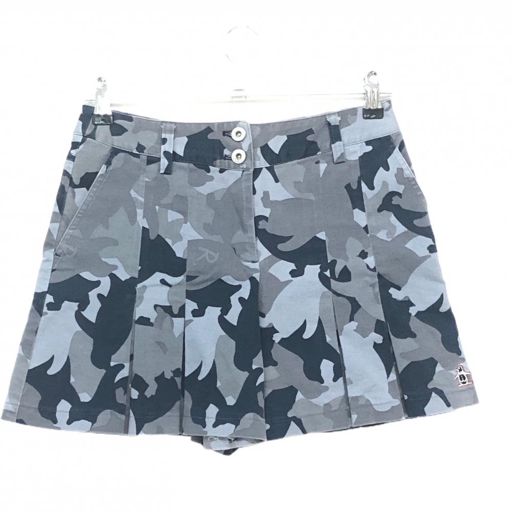 マンシングウェア キュロットスカート グレー×ネイビー カモフラ 迷彩 レディース 7 ゴルフウェア Munsingwear