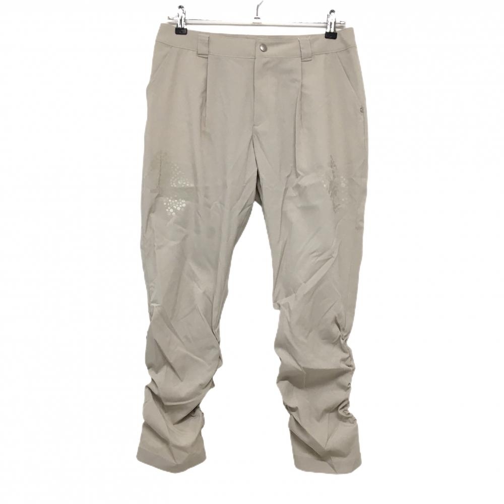 【新品】MUスポーツ パンツ ライトベージュ 太ももロゴ ストレッチ 薄手 レディース 44(LL) ゴルフウェア M・U SPORTS