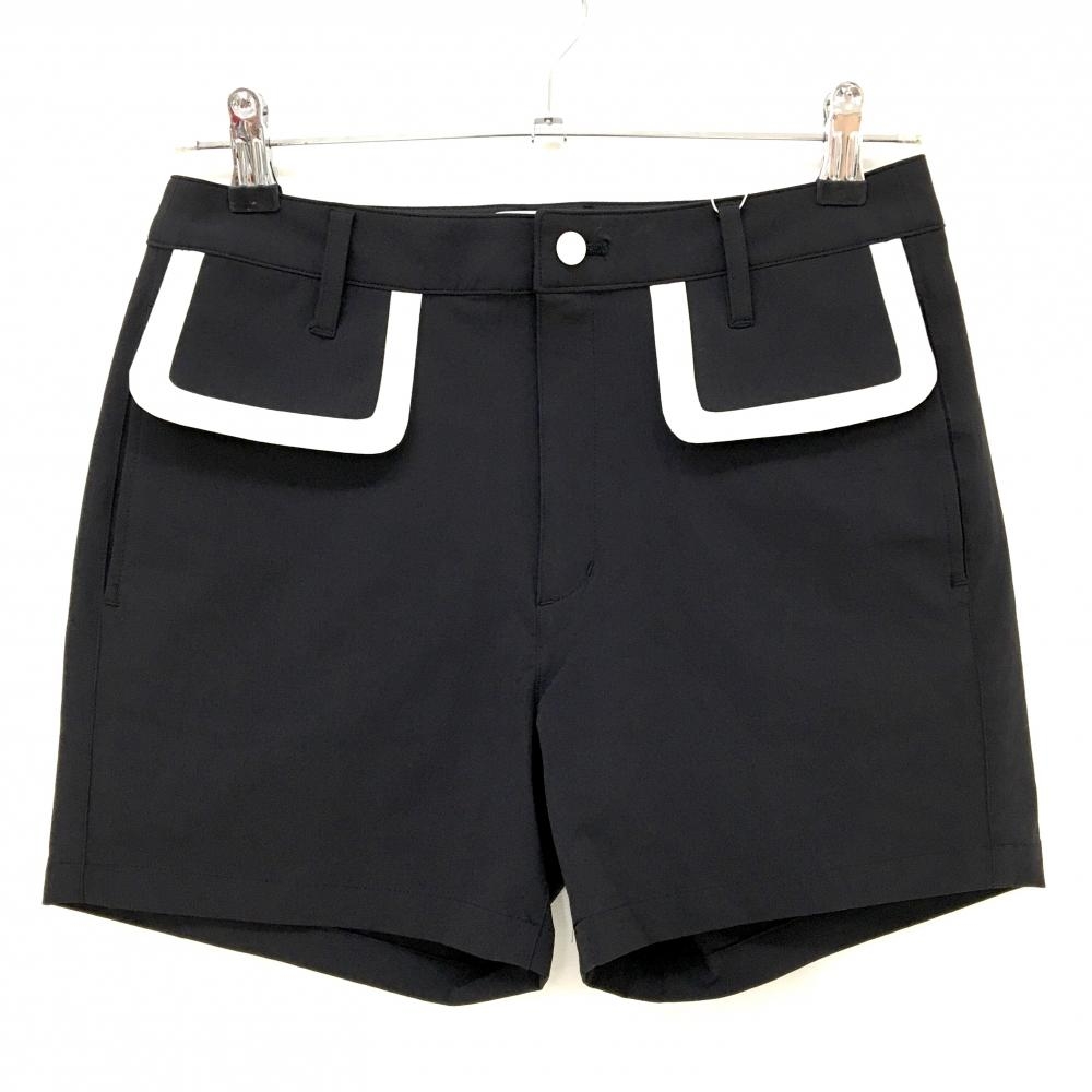 【新品】MUスポーツ ショートパンツ 黒×白 ボーンワッペン ストレッチ 冷感 撥水 レディース 42(L) ゴルフウェア M・U SPORTS