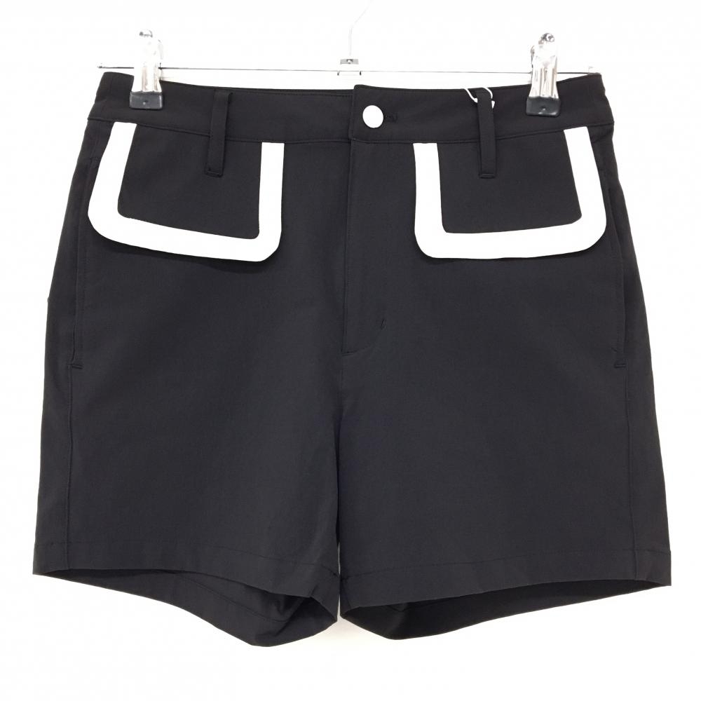 【新品】MUスポーツ ショートパンツ 黒×白 ボーンワッペン ストレッチ 冷感 撥水 レディース 40(M) ゴルフウェア M・U SPORTS