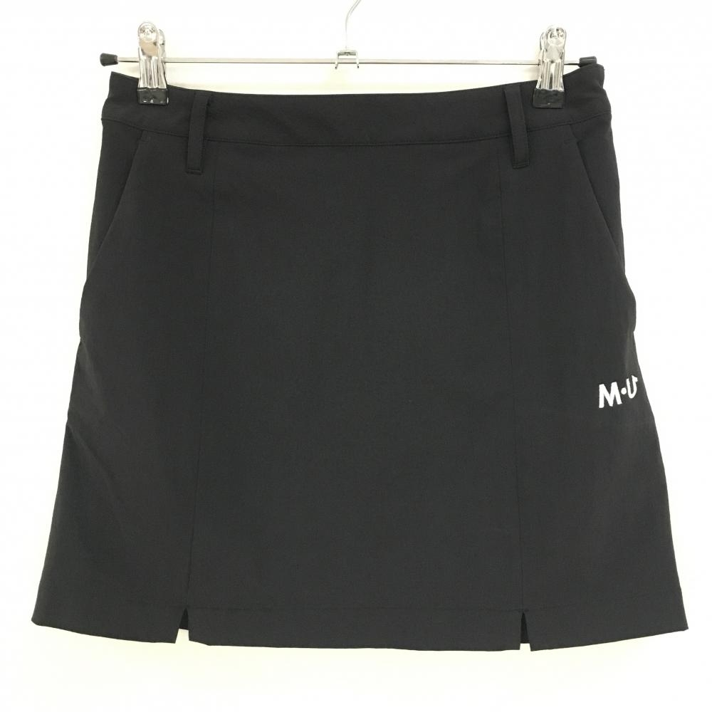 MUスポーツ スカート 黒 ロゴ刺しゅう 裏地付き レディース 42(XL) ゴルフウェア M・U SPORTS