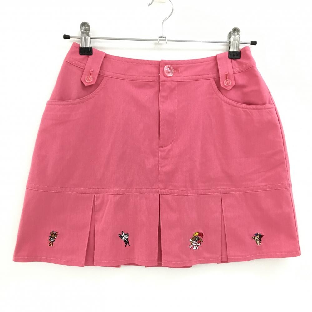 MUスポーツ スカート ピンク 裾ボックスプリーツ 刺しゅう 裏地付 レディース 38(S) ゴルフウェア M・U SPORTS