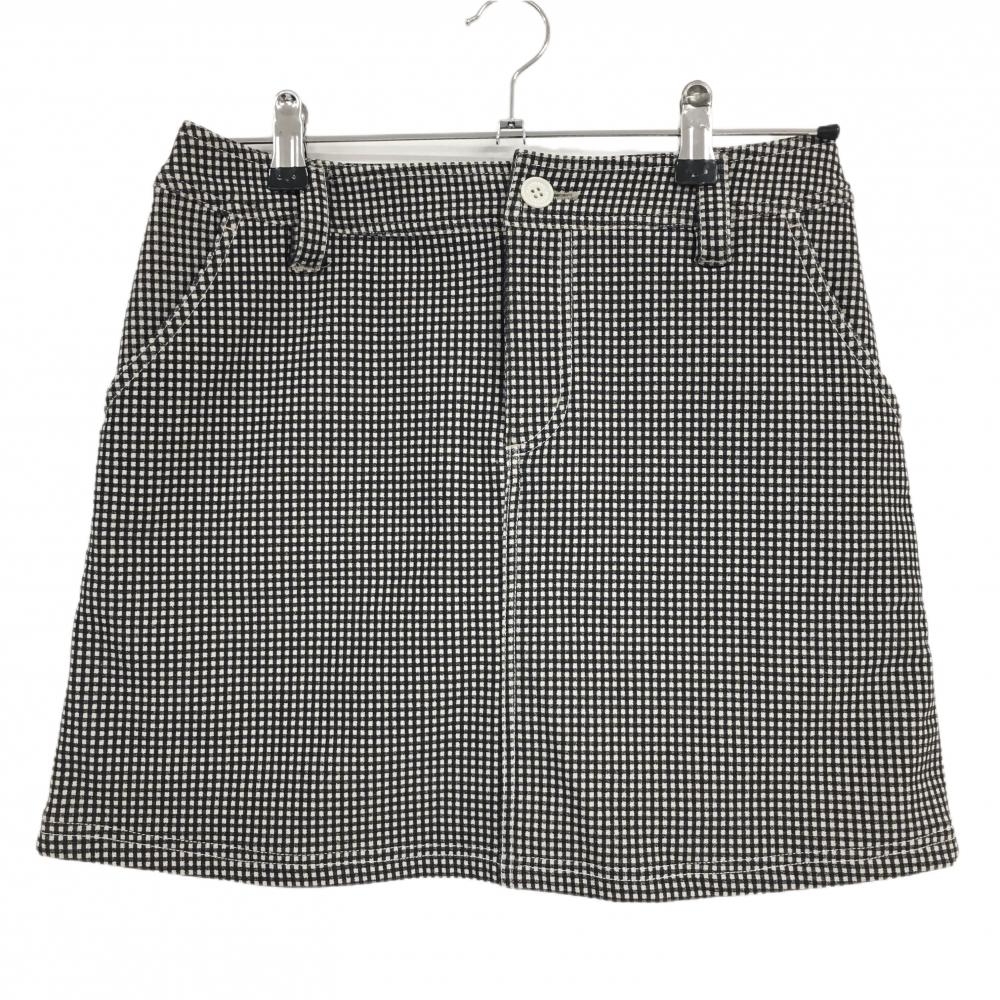 【超美品】MUスポーツ スカート 黒×白 チェック 裏起毛 レディース 40(M) ゴルフウェア M・U SPORTS