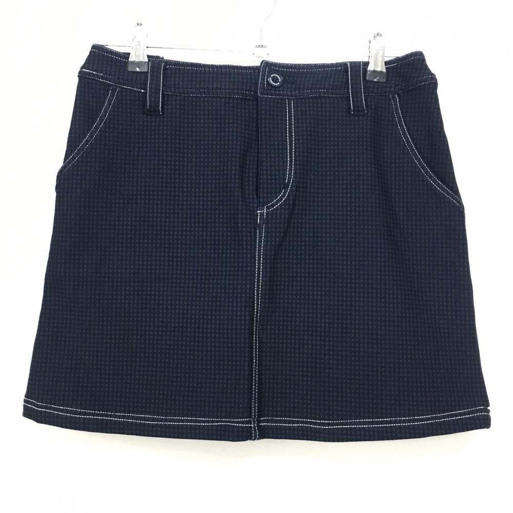 【超美品】MUスポーツ スカート 黒×ネイビー チェック 裏起毛 レディース 40(M) ゴルフウェア M・U SPORTS