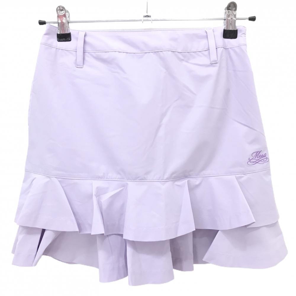 【新品】MUスポーツ スカート ライトパープル 2段フリル ボーンワッペン 裏地付き ストレッチ レディース 40(M) ゴルフウェア M・U SPORTS