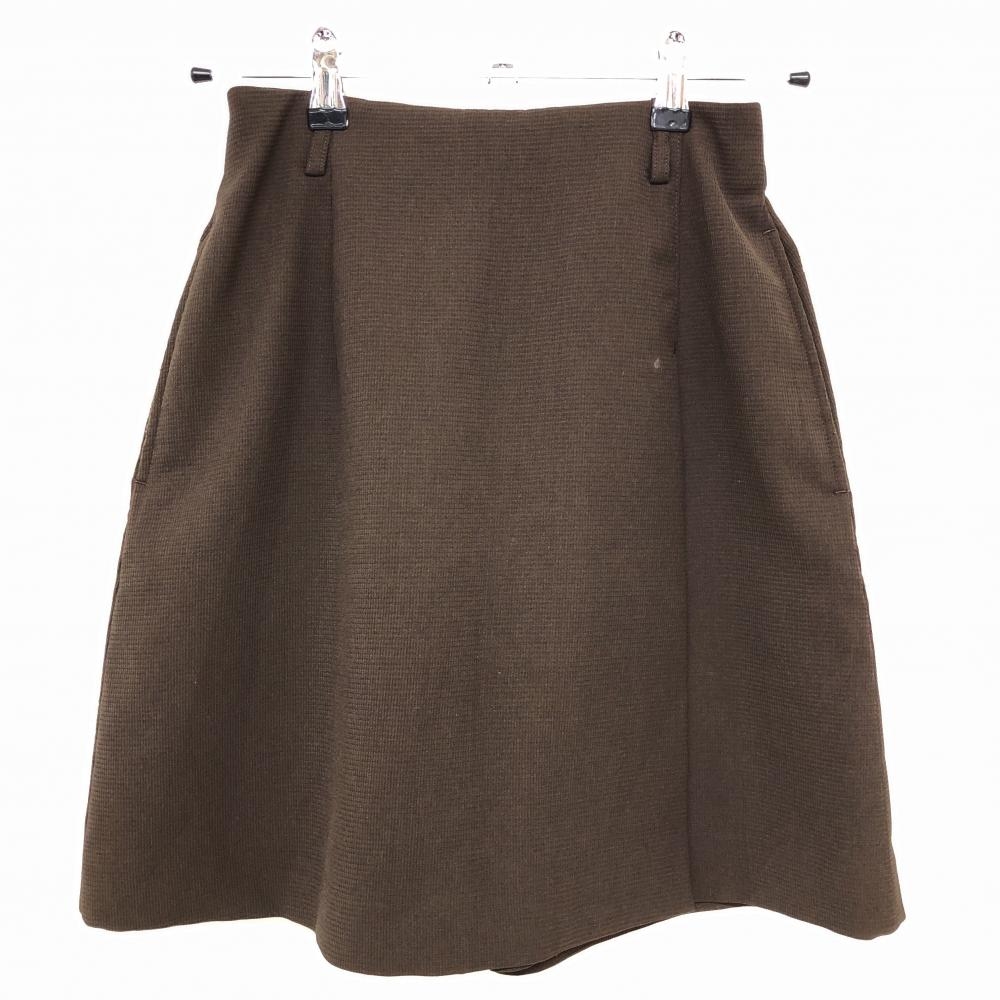 【美品】MUスポーツ キュロットスカート ブラウン 織生地 ジップポケット レディース 38(S) ゴルフウェア M・U SPORTS