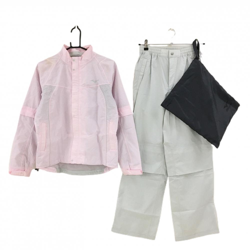 ミズノゴルフ レインウェア(2WAYジャケット×パンツ) ライトピンク×ライトグレー レディース L ゴルフウェア MIZUNO