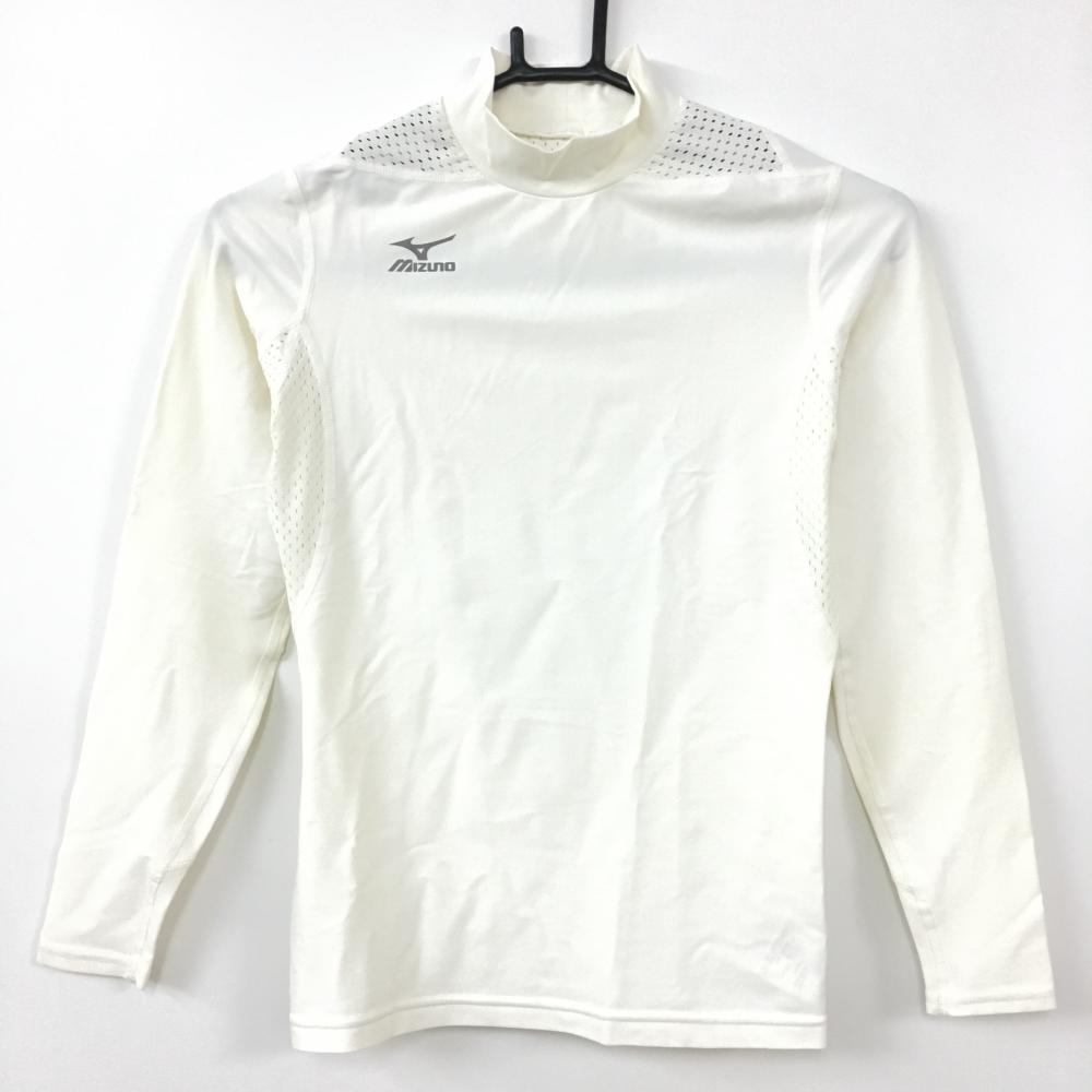 【超美品】ミズノ インナーシャツ 白 一部メッシュ ストレッチ レディース M ゴルフウェア MIZUNO