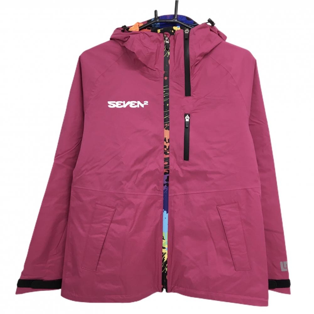 【新品】ラウドマウス レインジャケット ピンク×黒 ジップ・フード内側スプラッシュ柄 撥水加工 レディース L ゴルフウェア LOUDMOUTH