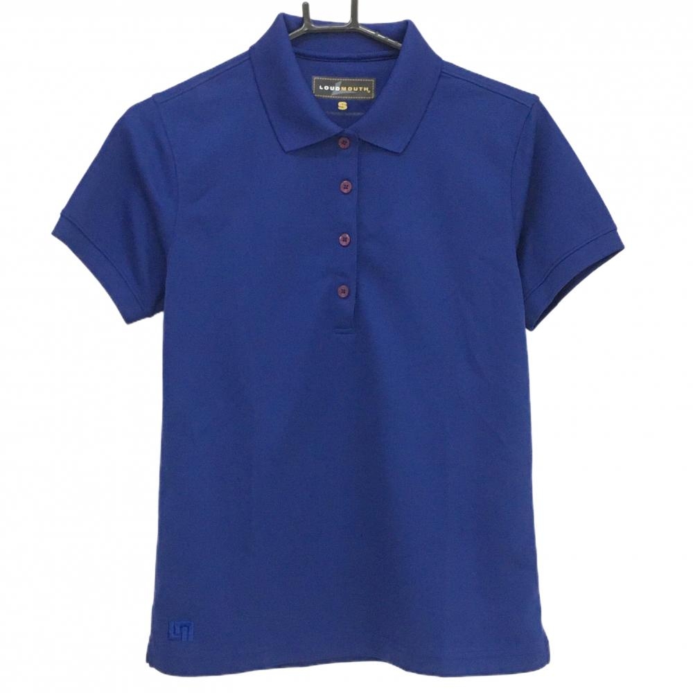 【超美品】ラウドマウス 半袖ポロシャツ ブルー ロゴ刺しゅう 無地  レディース S ゴルフウェア LOUDMOUTH