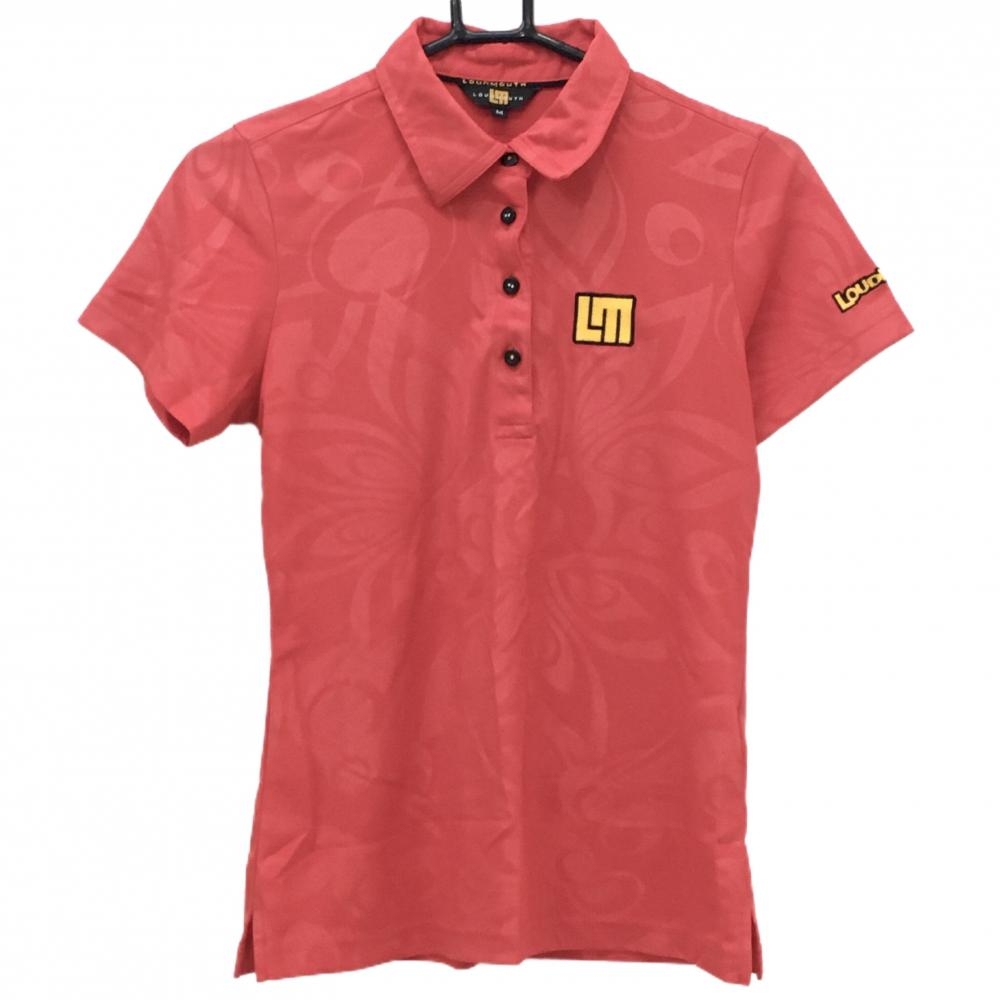 【超美品】ラウドマウス 半袖ポロシャツ レッド 総柄地模様 シャガデリック レディース M ゴルフウェア LOUDMOUTH