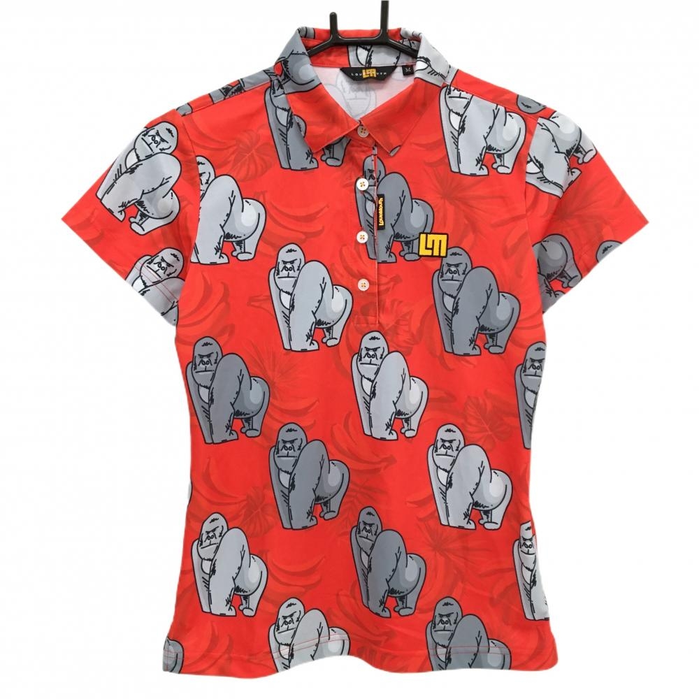 【新品】ラウドマウス 半袖ポロシャツ レッド×グレー ゴリラレッド 吸汗速乾 UVカット レディース M ゴルフウェア LOUDMOUTH