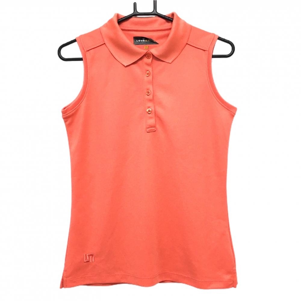 ラウドマウス ノースリーブポロシャツ サーモンピンク ロゴ刺しゅう レディース M ゴルフウェア LOUDMOUTH