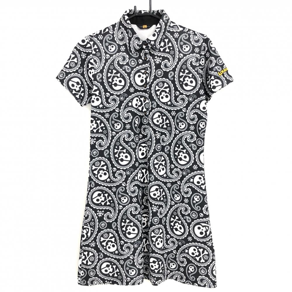 【超美品】ラウドマウス 半袖ポロワンピース 黒×グレー スカル ペイズリー柄シバーミーティンバーズ レディース L ゴルフウェア LOUDMOUTH