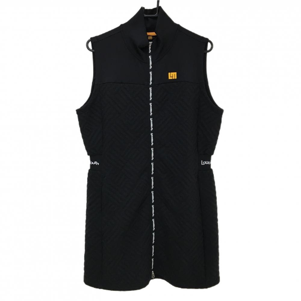 【新品】ラウドマウス ノースリーブハイネックワンピース 黒 エンボス総柄 ストレッチ フルジップ  レディース LL ゴルフウェア LOUDMOUTH