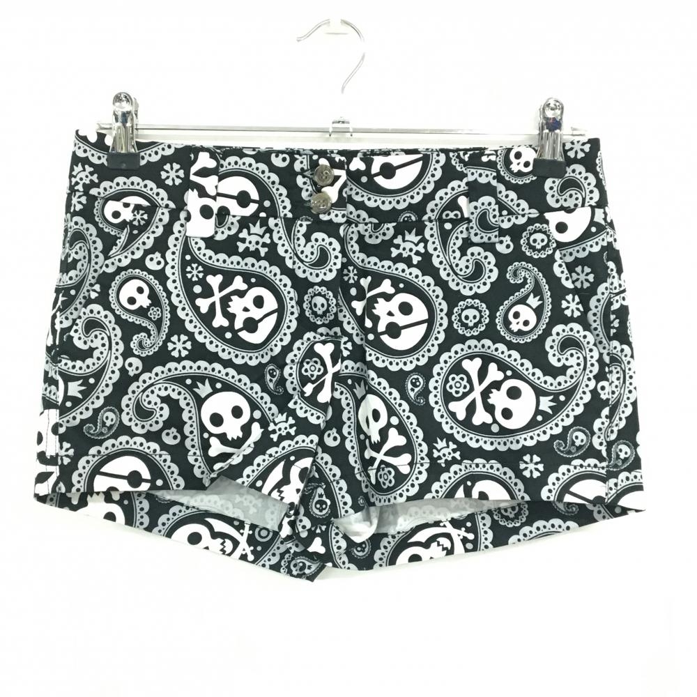 【超美品】ラウドマウス ショートパンツ 黒×白 スカル総柄 レディース US-2 ゴルフウェア LOUDMOUTH