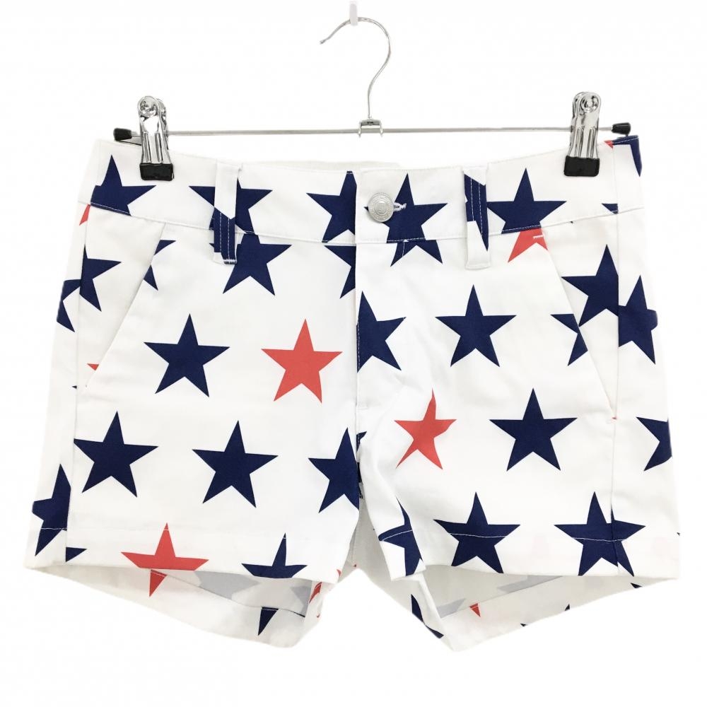 ラウドマウス ショートパンツ 白×ネイビー 星総柄  レディース M ゴルフウェア LOUDMOUTH